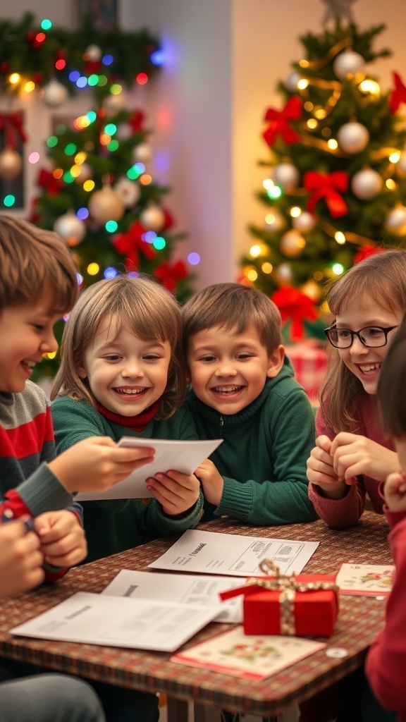 Children enjoying Christmas games, celebrating the holiday spirit.